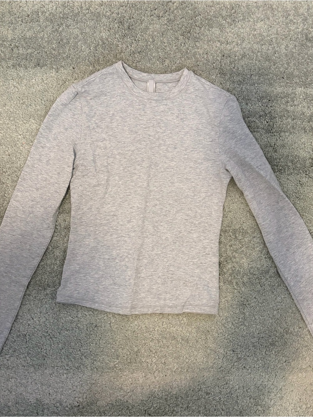 SKIMS Light Gray Long Sleeve Cotton Jersey Top